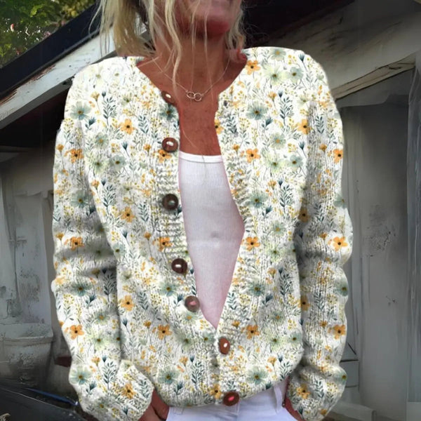 Sienna | Women's Floral Knit Button-Up Cardigan Vest