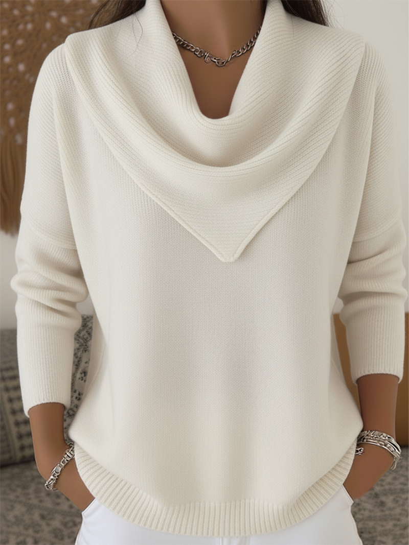 Women's Knit Wool Cowl-Neck Waterfall Sweater