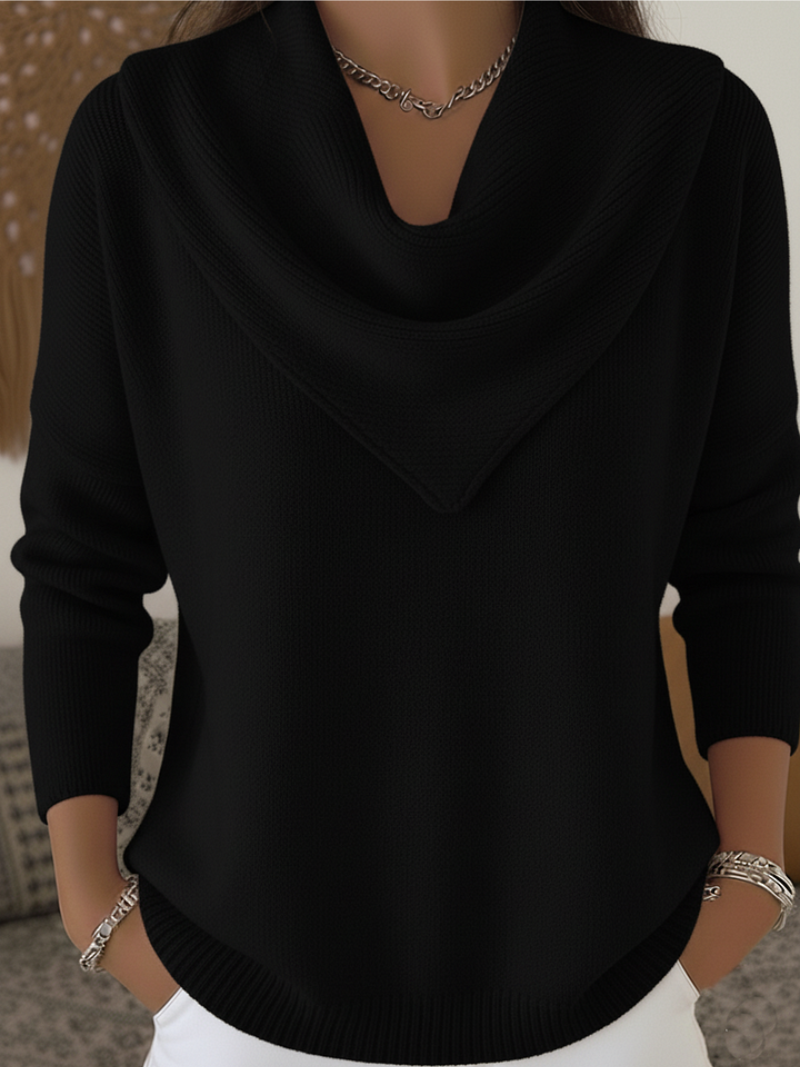 Women's Knit Wool Cowl-Neck Waterfall Sweater