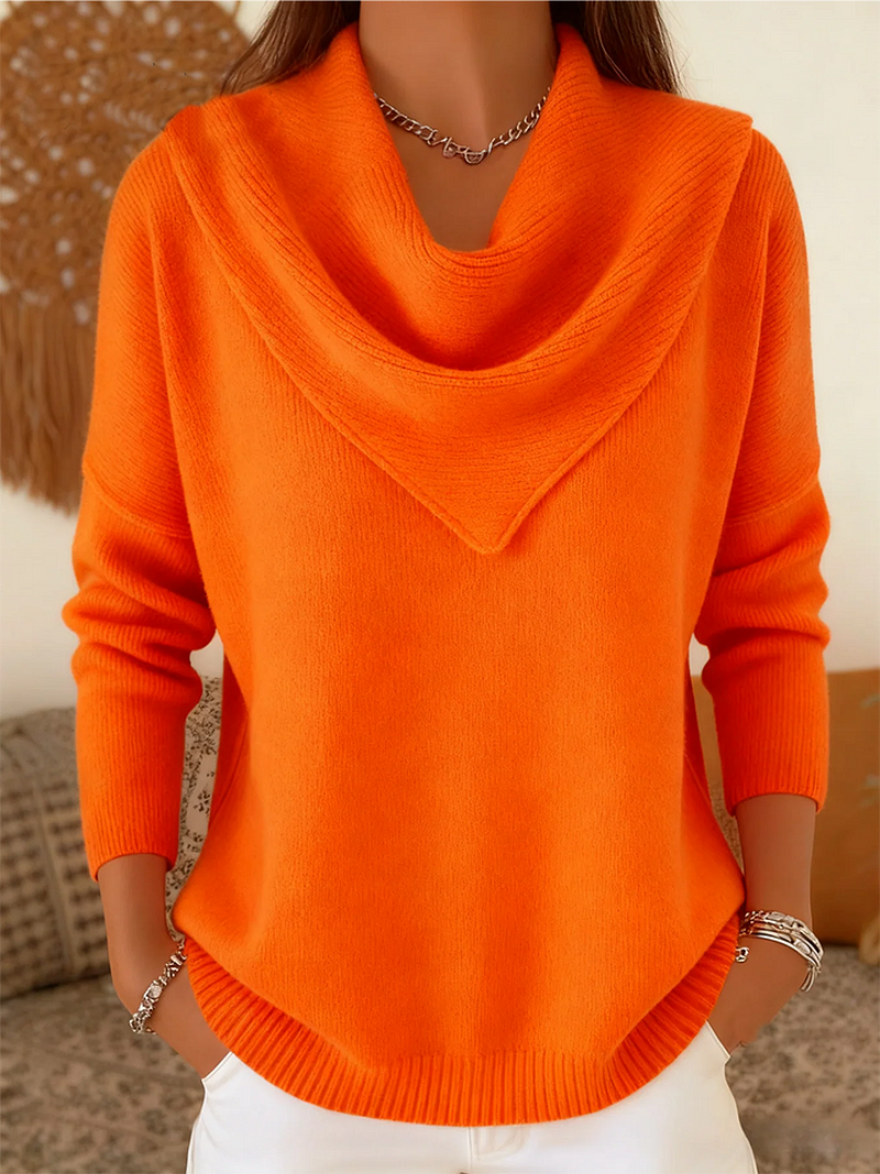 Women's Knit Wool Cowl-Neck Waterfall Sweater