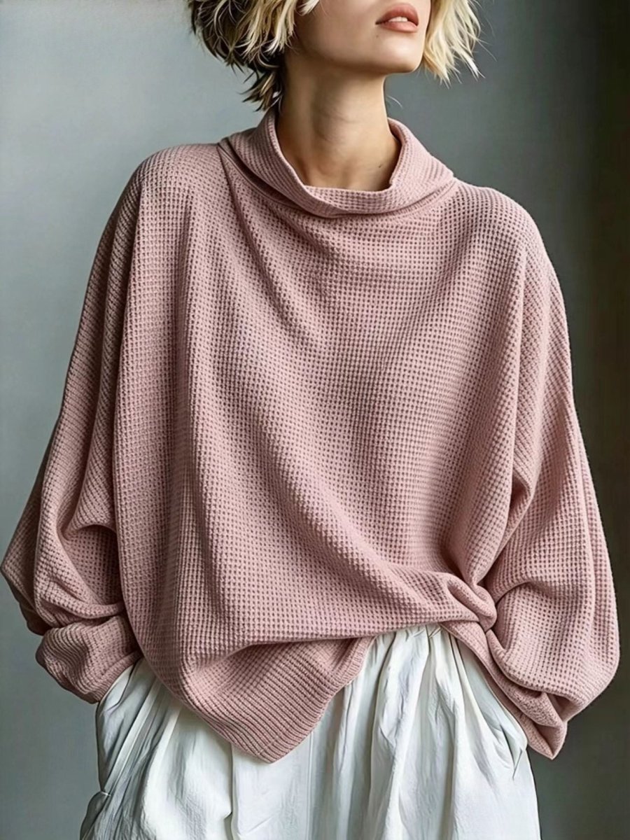 Women's Knit Cowl Neck Sweater Oversized Pullover Top