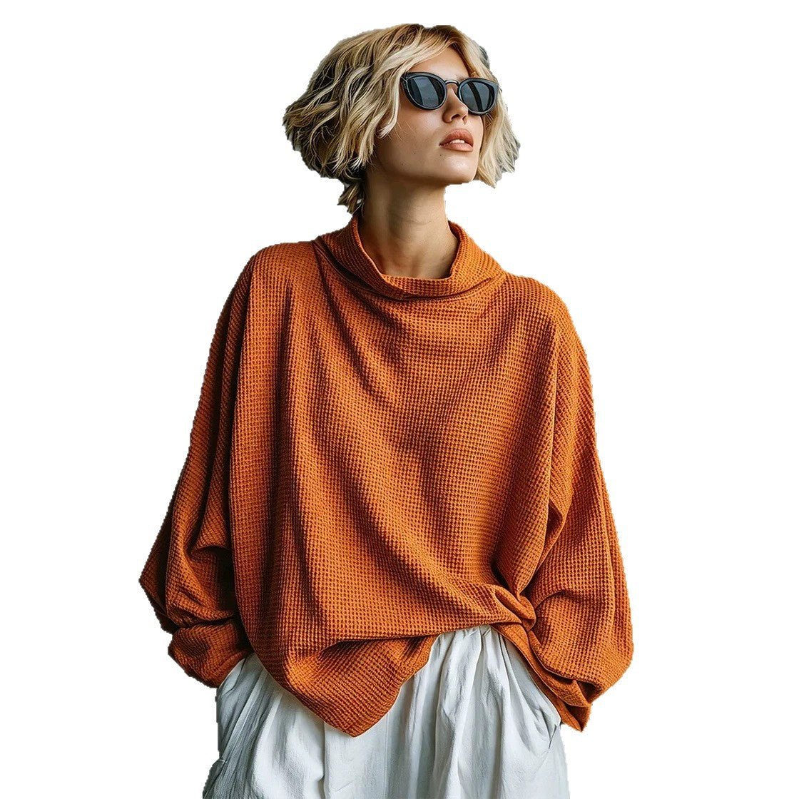 Women's Knit Cowl Neck Sweater Oversized Pullover Top
