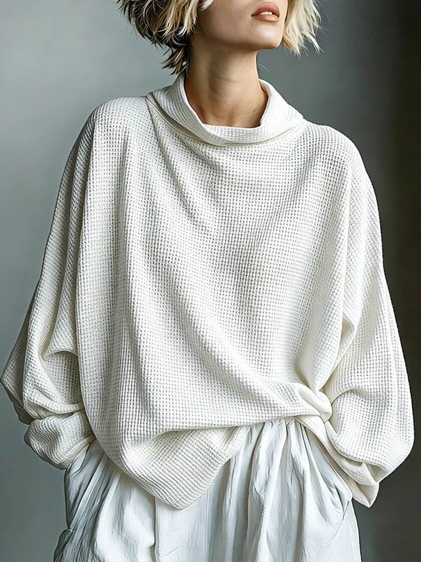 Women's Knit Cowl Neck Sweater Oversized Pullover Top
