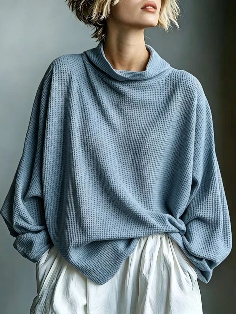 Women's Knit Cowl Neck Sweater Oversized Pullover Top