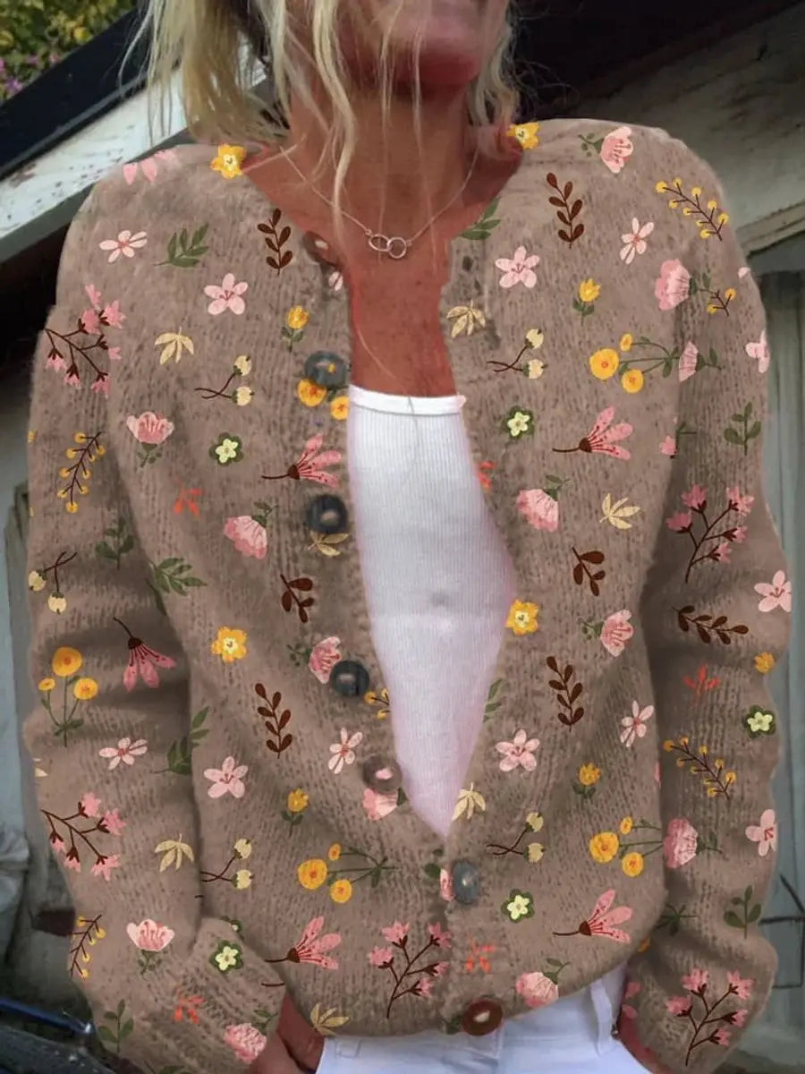 Sienna | Women's Floral Knit Button-Up Cardigan Vest