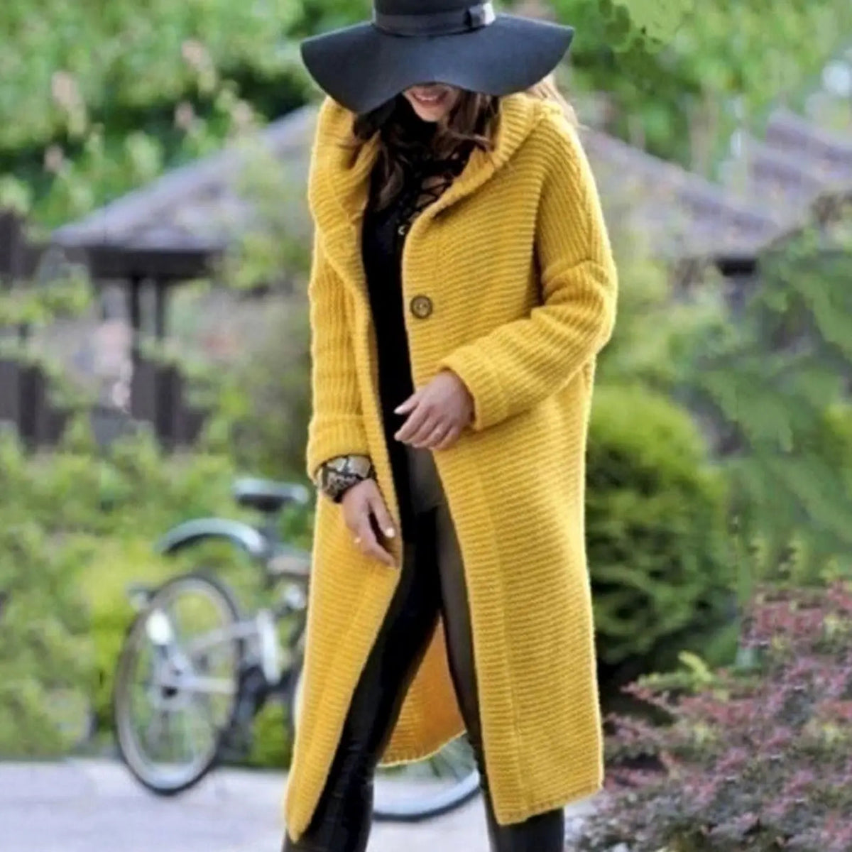Rosie | Women's Hooded Long Knit Maxi Cardigan Ribbed Open Front