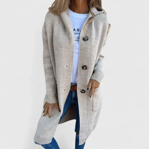 Aurelia Hooded Ribbed Cardigan | Women's Longline Button Knit