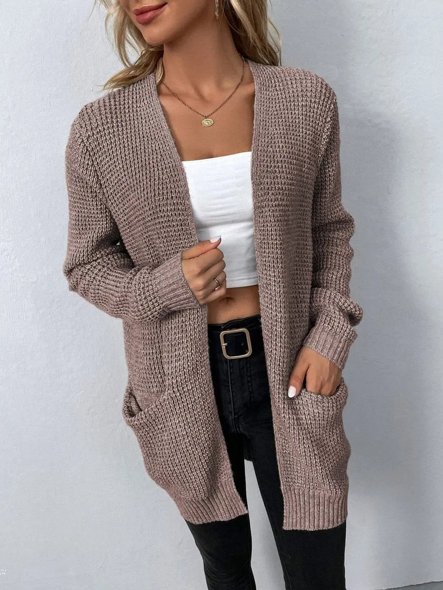 Grace | Women's Open-Front Waffle-Knit Relaxed Cardigan Jumper