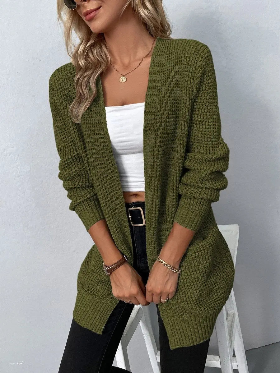 Grace | Women's Open-Front Waffle-Knit Relaxed Cardigan Jumper