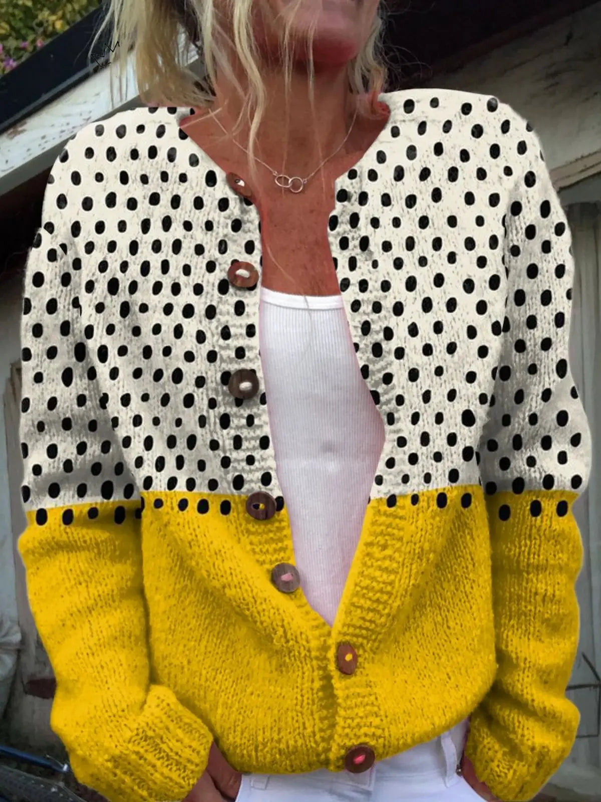 Ivy | Women's Polka Dot Cardigan Buttoned Knit Jumper