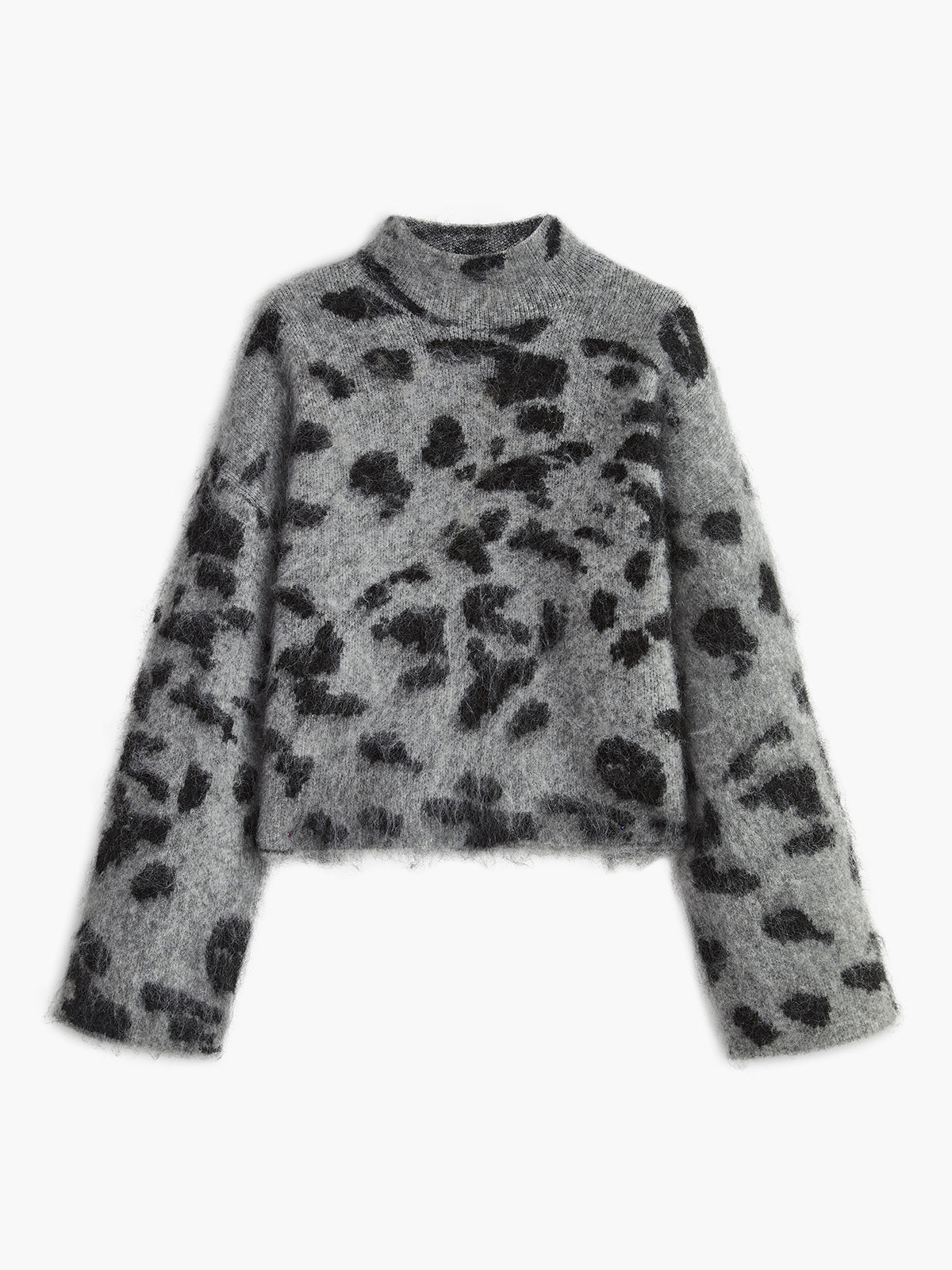 Women's Knit Sweater Animal Print Long Sleeve Crewneck Pullover